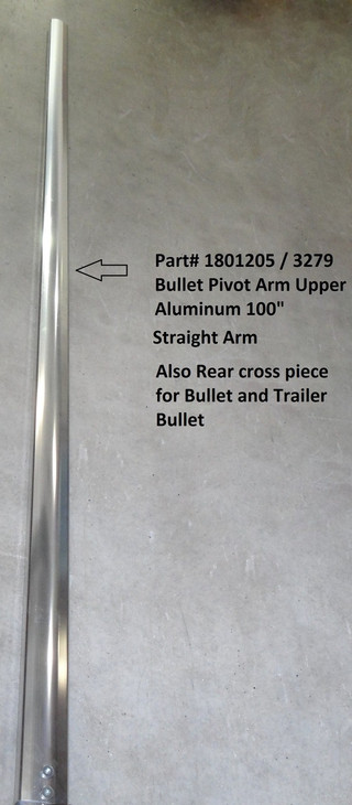 Bullet Pivot Upper Straight Arm, Aluminum Extrusion - Drilled - 100", Bullet and Trailer Bullet