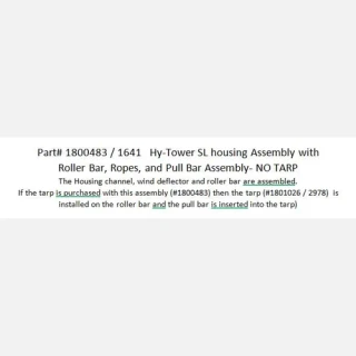 Hydraulic Tower Sliding Lift Housing Assembly with Roller Bar, Ropes, and Pull Bar Assembly - NO TARP