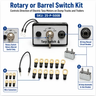 Rotary Barrel Switch Kit for Dump Truck Tarp Systems 50 Amp