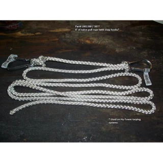 Hydraulic Tower Nylon Rope Assembly - 5/16" x 8", with snap hooks