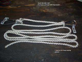 Hy-Tower Nylon Rope Assembly - 5/16" x 8", with snap hooks (20-3877/1801388)