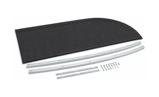 Agricultural Front Radiused Fabric Cap Kit, 102" Wide 28" Deep and 16" radius.  Includes, Fabric Cap, Bows and Hardware.