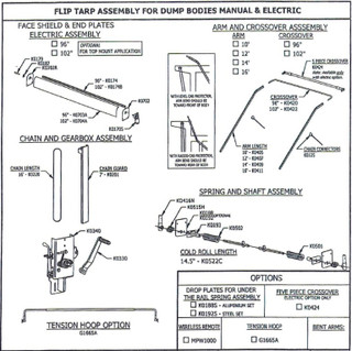 Electric Flip Tarp 15 to 20 Foot Dump, 96 Inches