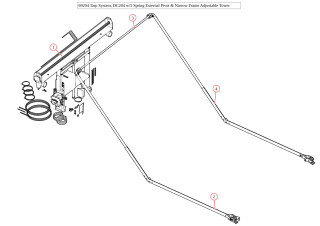 DC204, TM Single Stage Narrow Tower, 5 Spring 84 inches Ext Pivot, 45° elbows, Wide Bow Set, Fits Smaller Cab Chassis (Ford SuperDuty, Ram & GM)