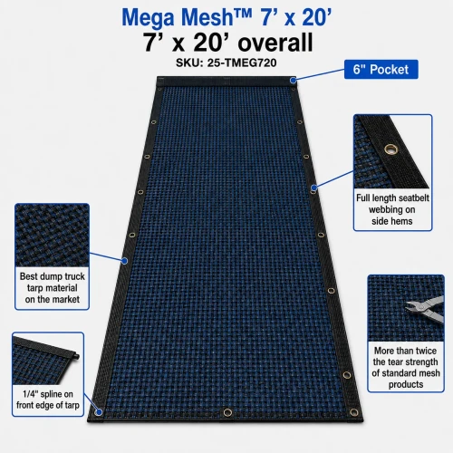 7' x 20' Mega Mesh Dump Truck Tarp