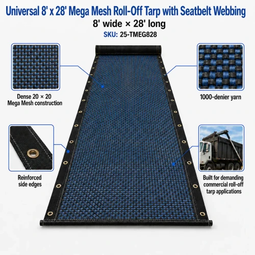 Universal 8'x28' Roll-Off Tarp | Mega Mesh | DeBrovys