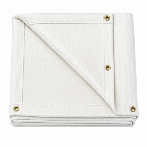 35 oz. White Fiberglass Welding Blanket w/ Grommets 24'' Apart