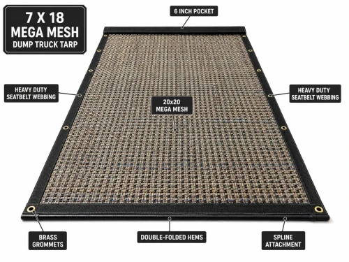 7' X 18' F/S Heavy Duty Mega Mesh Dump Truck Tarp