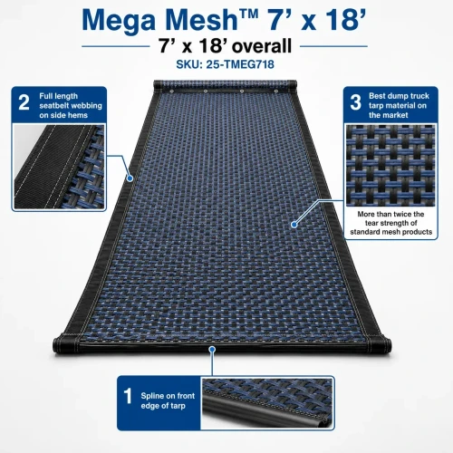7' X 18' F/S Heavy Duty Mega Mesh Dump Truck Tarp