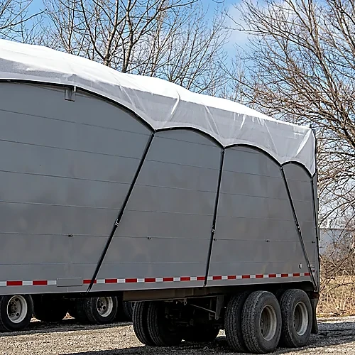 White Polyester # 8600 1/2" Mesh Tarp | Refuse Transfer Trailer Tarps