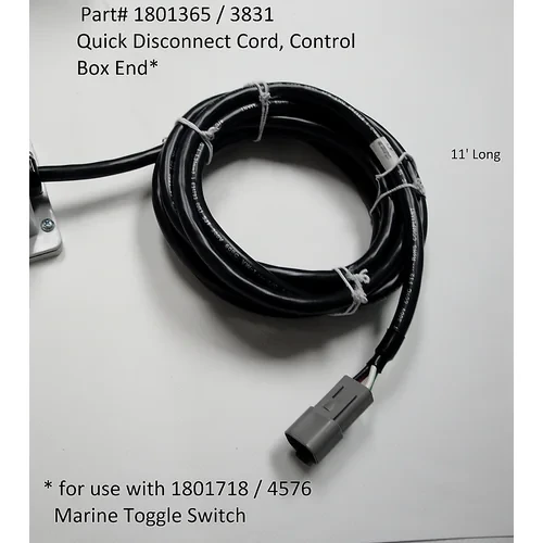 Quick Disconnect Cord, Driver Side Cord - Control Box End, for Marine Toggle Switch