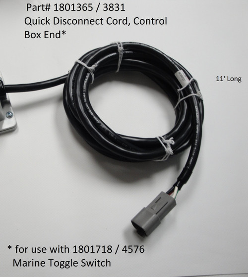 Quick Disconnect Cord, Driver Side Cord - Control Box End, for Marine Toggle Switch (20-3831/1801365)
