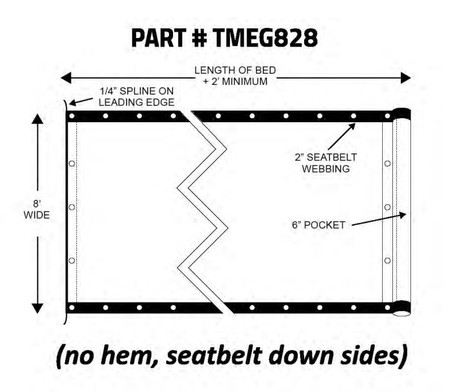 Universal - 8' x 28' Roll-off tarp - hem w/ seatbelt webbing | Mega Mesh (25-MEG828)