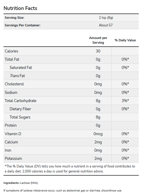Lactose Nutritional Facts