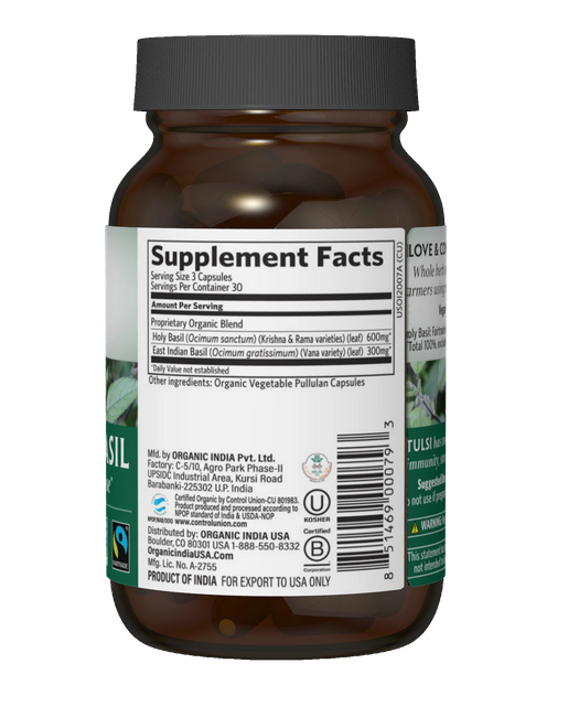 Organic India Tulsi Holy Basil Capsules Radiant Life