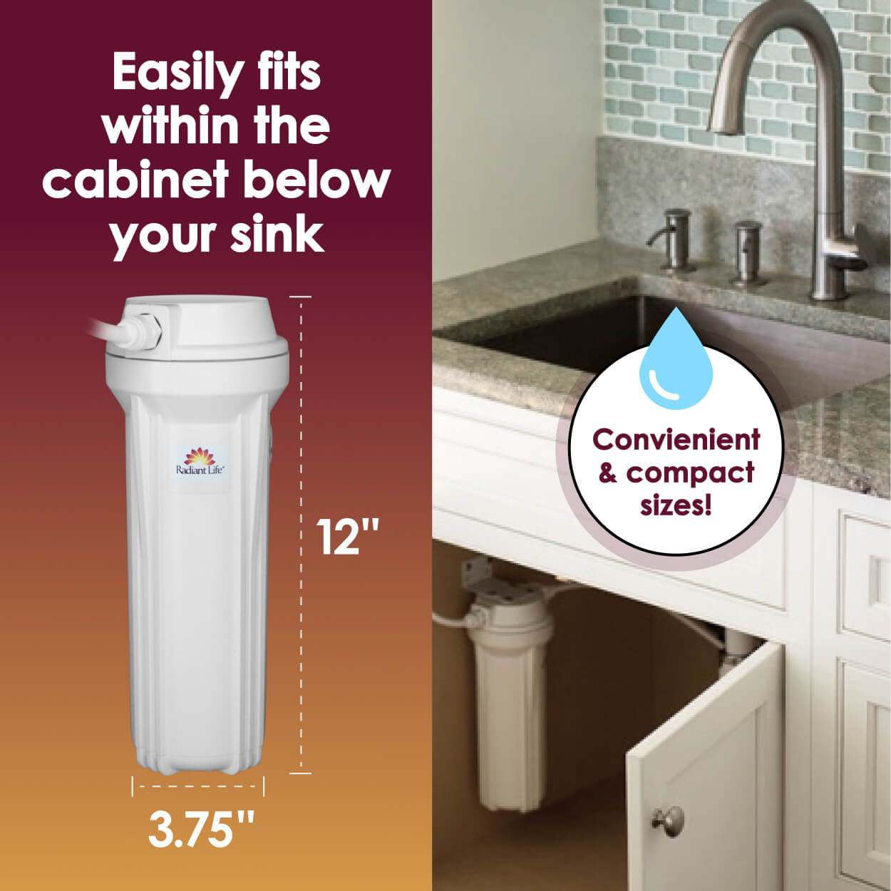 Radiant Life Direct Connect Water Filter Compact Size