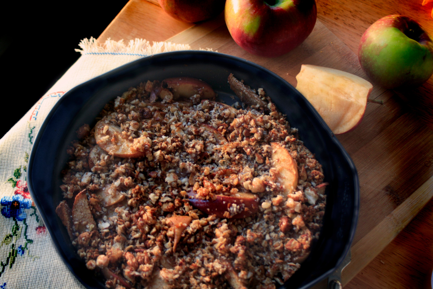 Grain-Free Apple Crisp with sprouted nuts and organic coconut