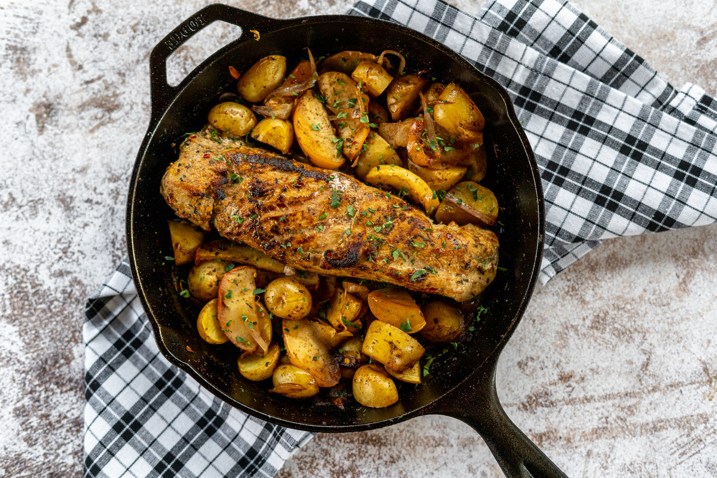 Skillet Pork Tenderloin with Apples and Potatoes
