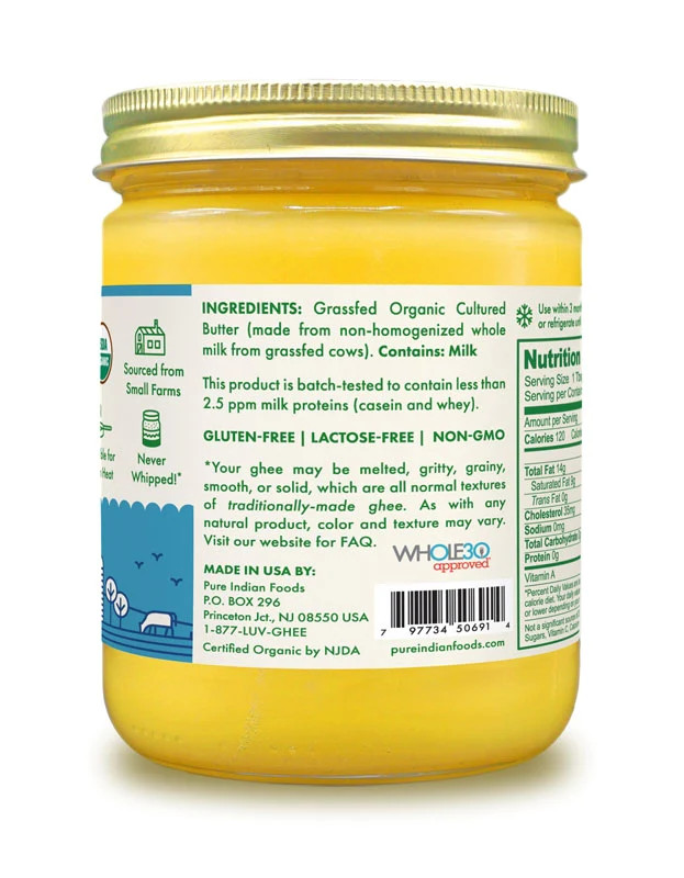 Grass Fed Organic Ghee Clarified Butter From Grassfed Cows Paleo