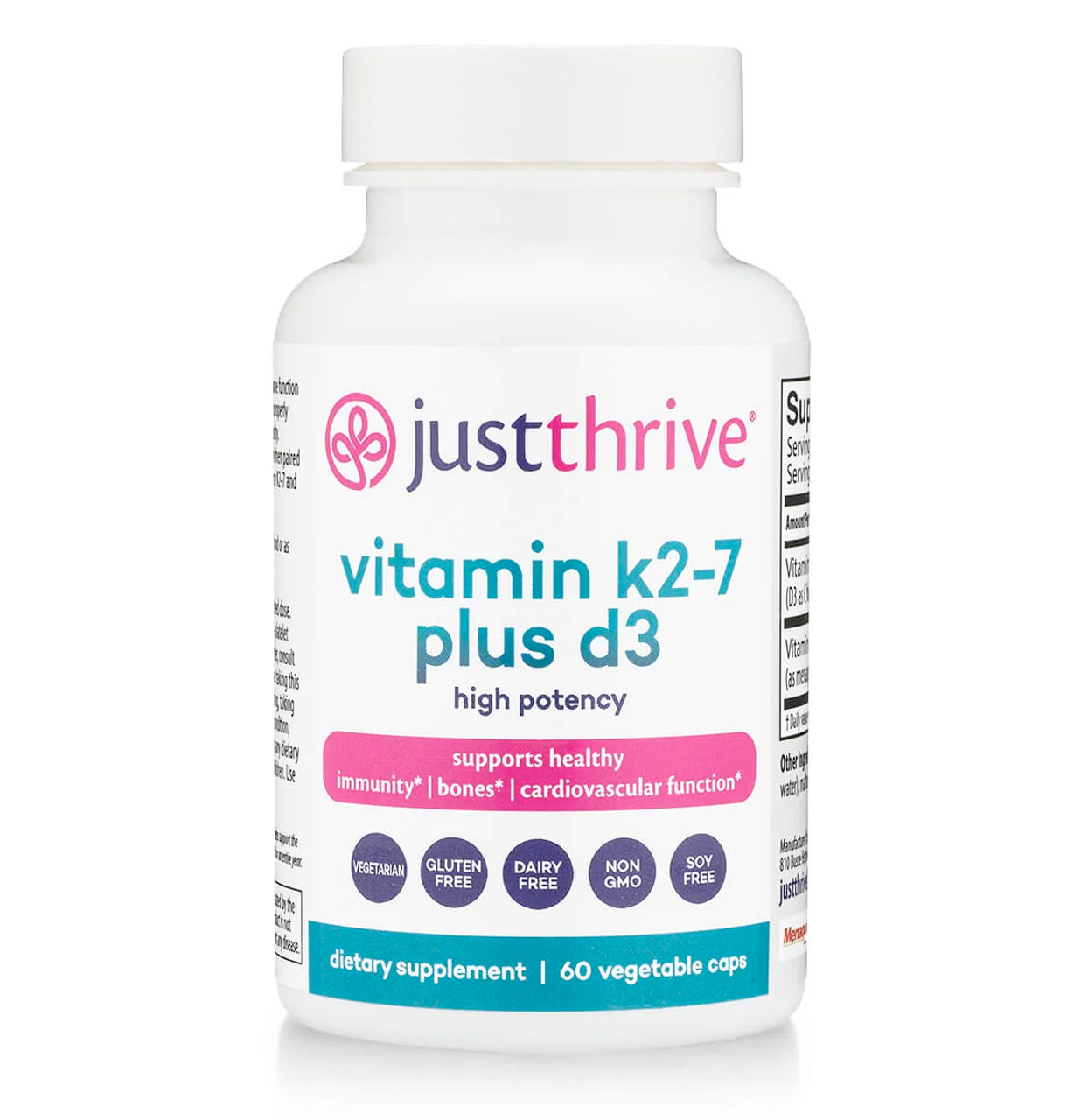 Just Thrive Vitamin K2-7 Supplement Capsules | Radiant Life
