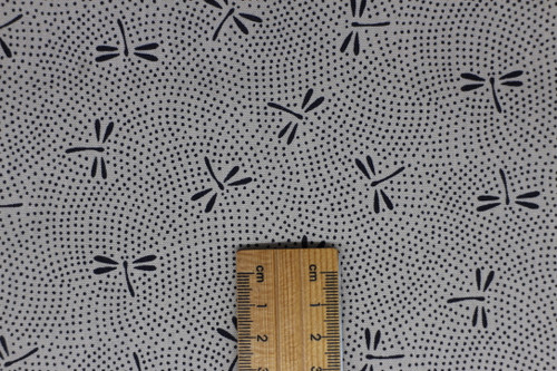 Dragonfly and Spots Blue on Natural