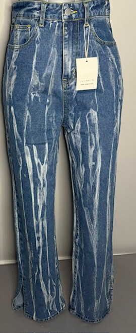 High Waisted Baggy Marbled Acid Jeans