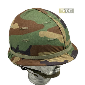 US M1 Combat Helmet with Liner & Woodland  Camo Cover -Original