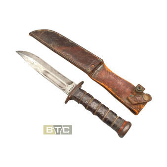 Combat Knife, U.S.N Mk2 WW2 & Leather Scabbard -  PAL