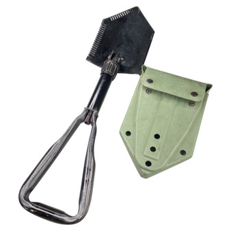 Trifold Entrenching Tool with Carrier, US Army GI Issue - Original Ames 1981