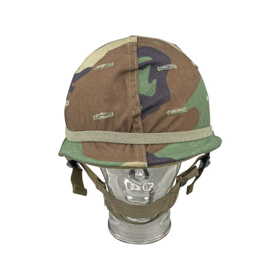 Helmet, US M1 Combat With Liner & Woodland  Camo Cover - Original USGI
