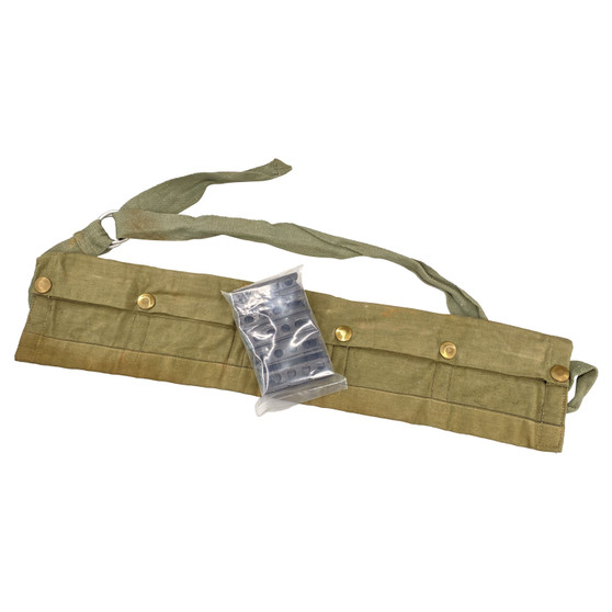 Stripper/Charger Clips x 10  & Jungle Green Bandolier For Lee Enfield SMLE 303  Rifle 5rd - Unissued