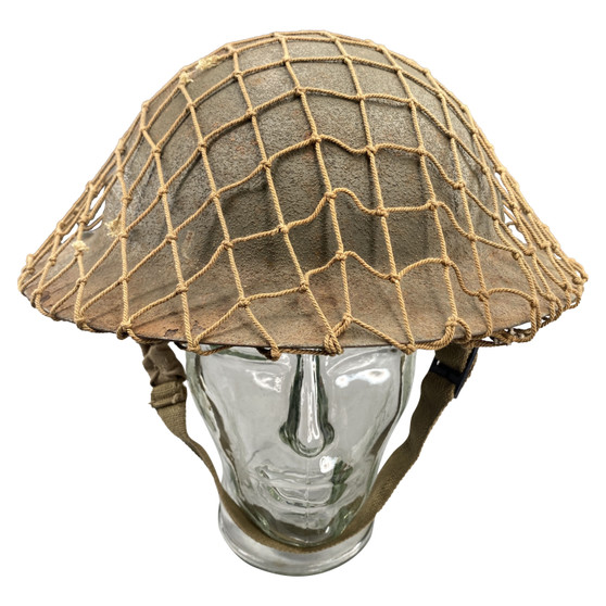 Steel Helmet & Khaki Camo Net , Australian WW2 Army - Original