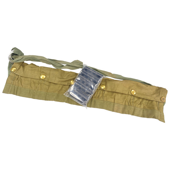 Stripper/Charger Clips x 10  & Jungle Green Bandolier For Lee Enfield SMLE 303  Rifle 5rd - Unissued