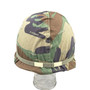 Helmet, US M1 Combat with Liner & Woodland  Camo Cover  -  Original 1973