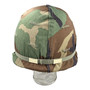 Helmet, US M1 Combat with Liner & Woodland  Camo Cover- Original 1973
