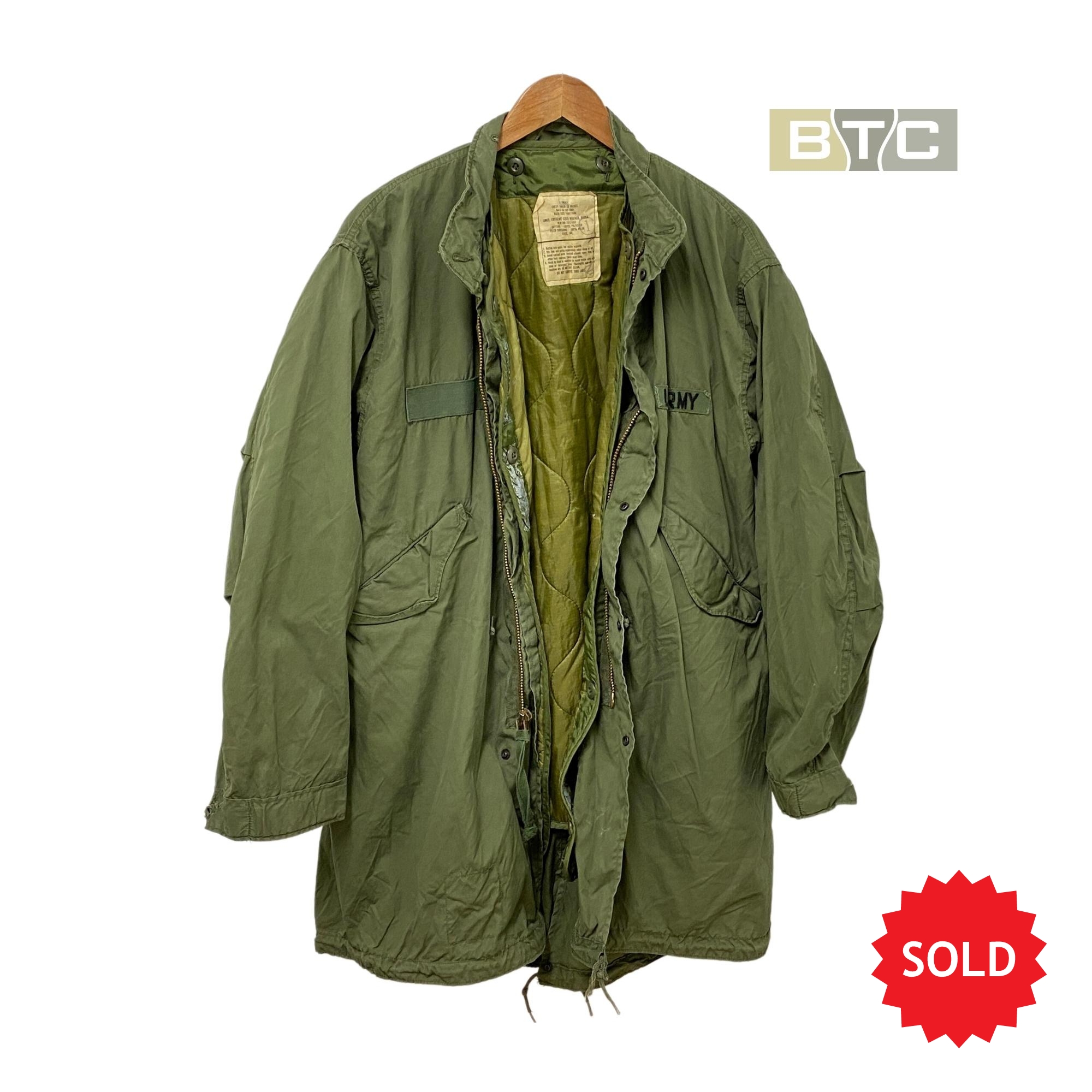 US M65 Fishtail Parka with Liner - Size Ex/Small-Regular - 1972