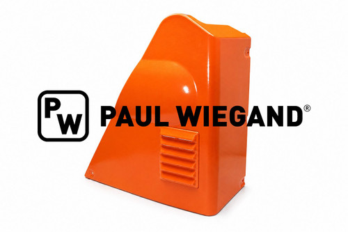 Verkleidung Bucher Municipal Citycat 2020 Kehrgutbehälter Ecke hinten links orange RAL 2011  (68036917)