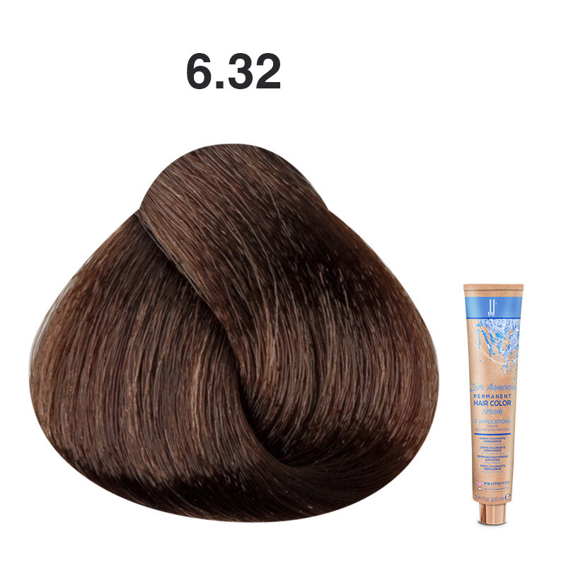 JJ's Zero Ammonia Permanent Hair Colour Cream 100ml - 6.32 Warm