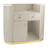 Lux Fluted Reception Desk Latte Color with Gold Base D07 Lux Fluted Reception Desk Latte Color with Gold Base D07