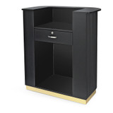 Lux Fluted Reception Desk – Black with Gold Base (90cm) Lux Fluted Reception Desk – Black with Gold Base (90cm)