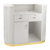 Lux Fluted Reception Desk White Color with Gold Base D07 -120CM