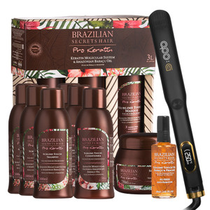 Brazilian Secrets Hair Pro Keratin Gloss Cream 1L Mega Kit with Apo-G Titanium 250 Straightener