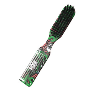 BarberTop Double Sided Comb Brush - Green Skull Design BarberTop Double Sided Comb Brush - Green Skull Design