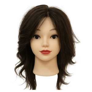 Sara Female Mannequin Head 100% Human Medium Brown Hair 18" Sara Female Mannequin Head 100% Human Medium Brown Hair 18"
