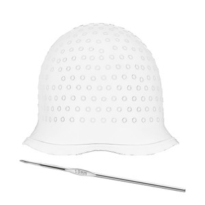 Silicone Streaking Cap Clear with hook - White