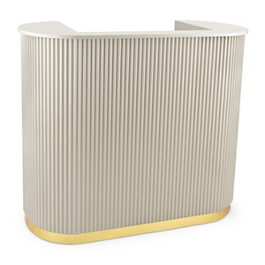 Lux Fluted Reception Desk Latte Color with Gold Base D07 Lux Fluted Reception Desk Latte Color with Gold Base D07