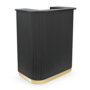 Lux Fluted Reception Desk – Black with Gold Base (90cm) Lux Fluted Reception Desk – Black with Gold Base (90cm)