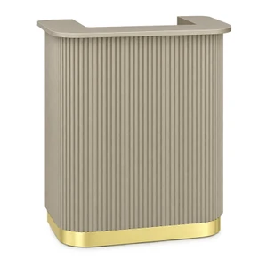 Lux Fluted Reception Desk Latte Color with Gold Base D08 - 90CM