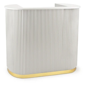 Lux Fluted Reception Desk White Color with Gold Base D07 -120CM