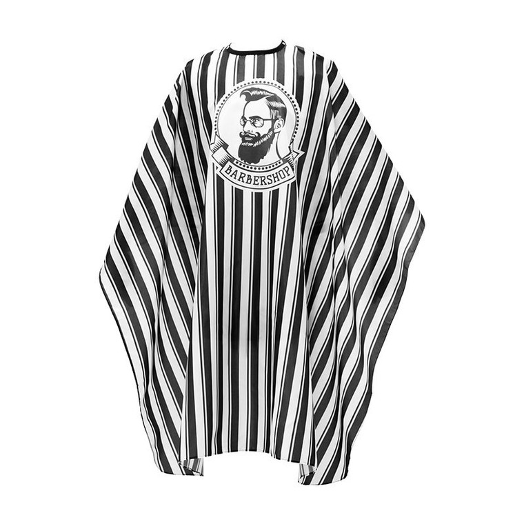 Barbershop Black-White Striped Cape-1394-black